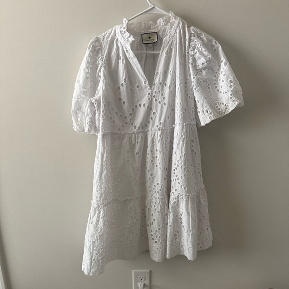 Tuckernuck White Eyelet Puff-Sleeve Midi Dress - Picture 7 of 7